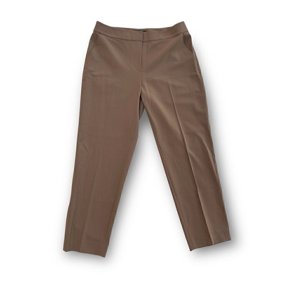 St. John Straight Leg Mid Rise Trouser Pants Press Pleats in Brown Women’s 10 - Picture 4 of 11